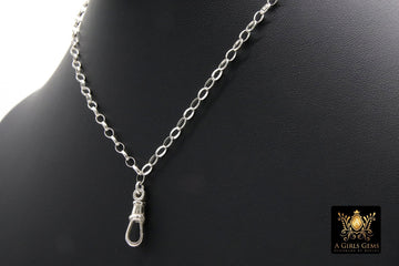 925 Sterling Silver Fob Necklace Adjustable